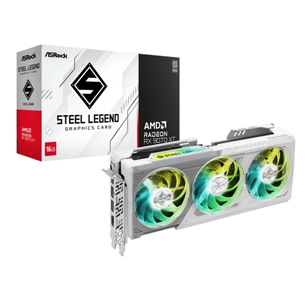 TARJETA DE VIDEO ASROCK STEEL LEGEND RX 9070XT BLANCA
