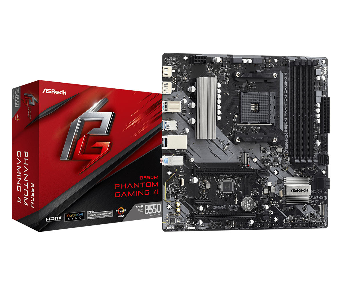 B550M Phantom Gaming 4(L1) BOARD ASROCK B550M PHANTOM GAMING 4 - Imagen 1