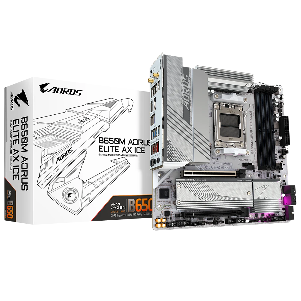 Product_202501201508511297253533.BOARD-5 (1) GIGABYTE B650M AORUS ELITE AX ICE REV.1.1 – BOARD SOCKET AM5 - Imagen 1