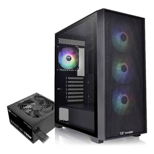 CHASIS THERMALTAKE H390 TG ARGB 4FAN 750W BRONZE NEGRO Y BLANCO