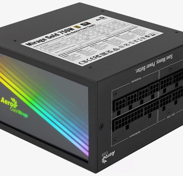 FUENTE AEROCOOL MIRAGE 750W 80 PLUS GOLD RGB FULL MODULAR