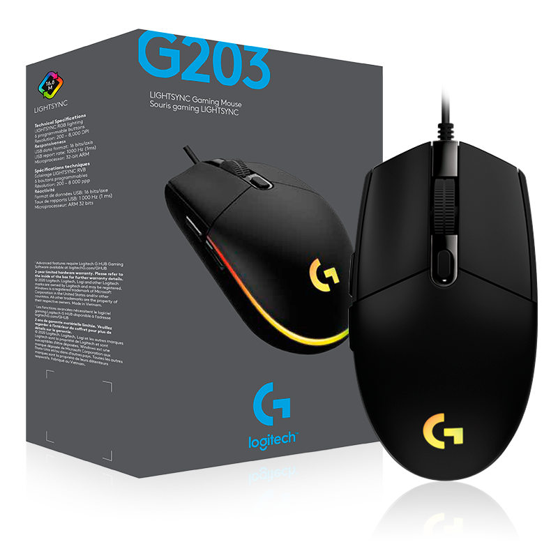 Product_20210420180828134312461 MOUSE LOGITECH LIGHTSYNC RGB (G203) NEGRO - Imagen 1