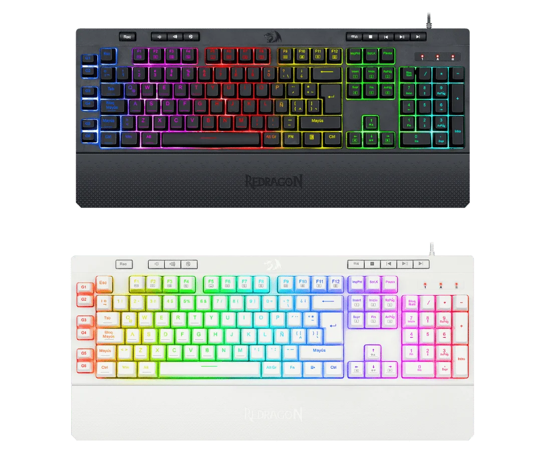 Teclado-Redragon-Shiva-K512-Rgb-Membrana-Keyboard TECLADO REDRAGON SHIVA RGB (K512W) BLANCO/ NEGRO - Imagen 1
