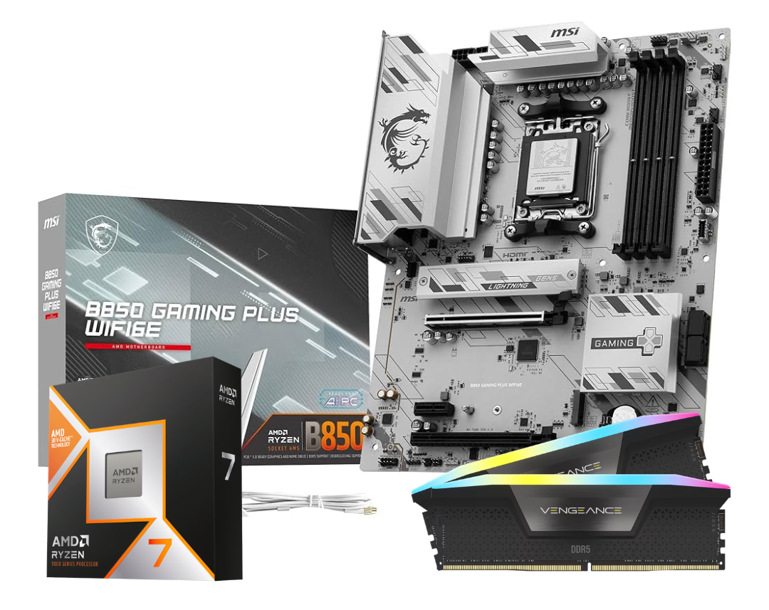 Diseño sin título COMBO BOARD B850 GAMING PLUS + KIT 32GB (16X2) 6400MHZ + RYZEN 7 9850X3D - Imagen 1