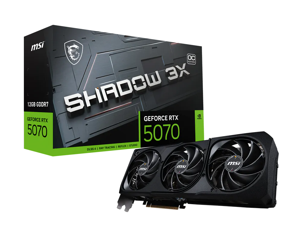 product_173883115552ef8194db01e2a60523bac9d3e63d2e TARJETA DE VIDEO MSI SHADOW 3X RTX 5070 12GB OC - Imagen 1