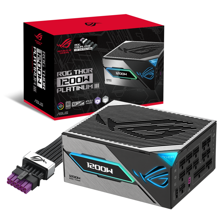 h732 (3) FUENTE ASUS ROG THOR 1200P3 1200W 80 PLUS PLATINO BLACK GAMING (FULL MODULAR) - Imagen 1