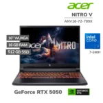 PORTATIL GAMER ACER NITRO V16 (ANV16-72-789X)  16" CORE 7 / RTX 5050 8GB / 16GB DDR5